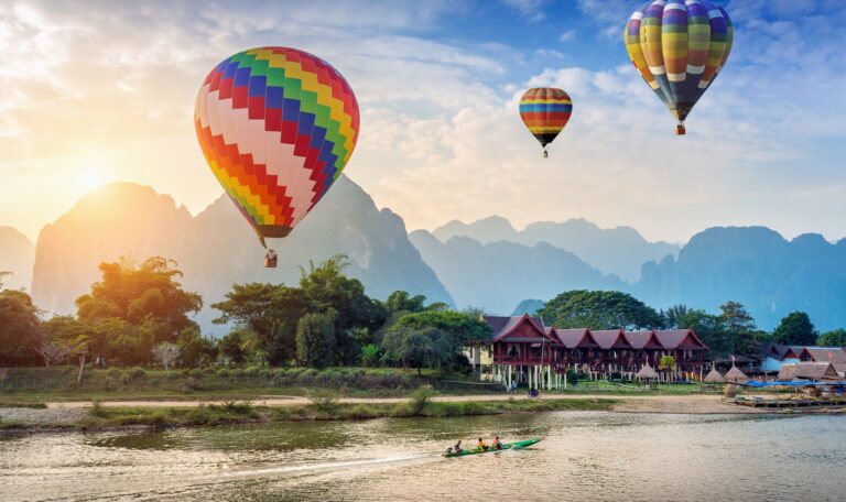 Hot Air Ballons over Vang Vieng, Laos